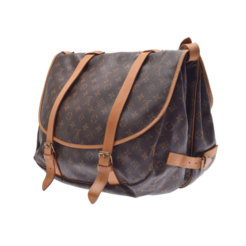 Louis Vuitton Shoulder Leather Crossbody Bag Saumur Monogram Brown